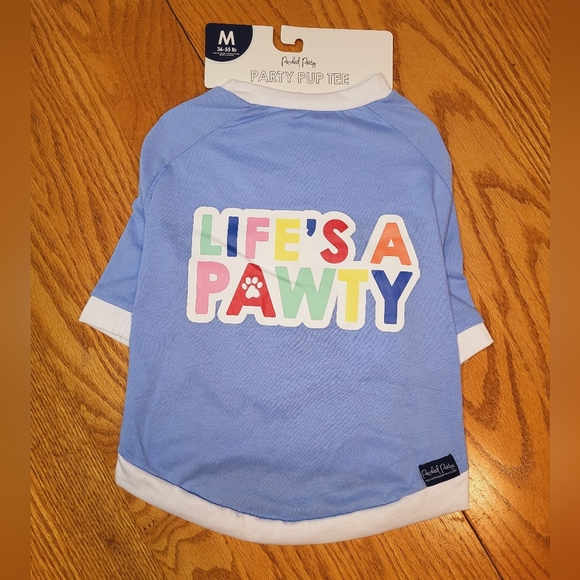 🐾NEW Life's A Pawty Dog Tee Med - Picture 1 of 2